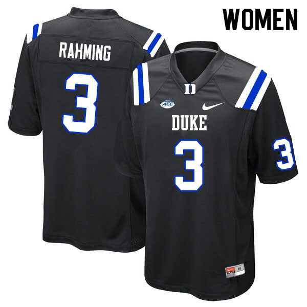Women #3 T.J. Rahming Duke Blue Devils College Football Jerseys Sale-Black